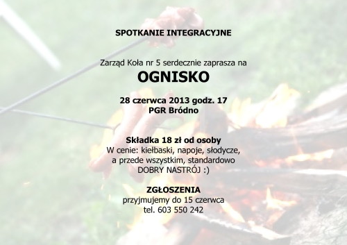 zaproszenie na integrację przy ognisku