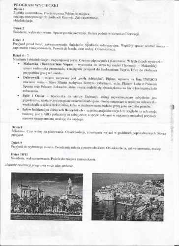 CHORWACJA - Program