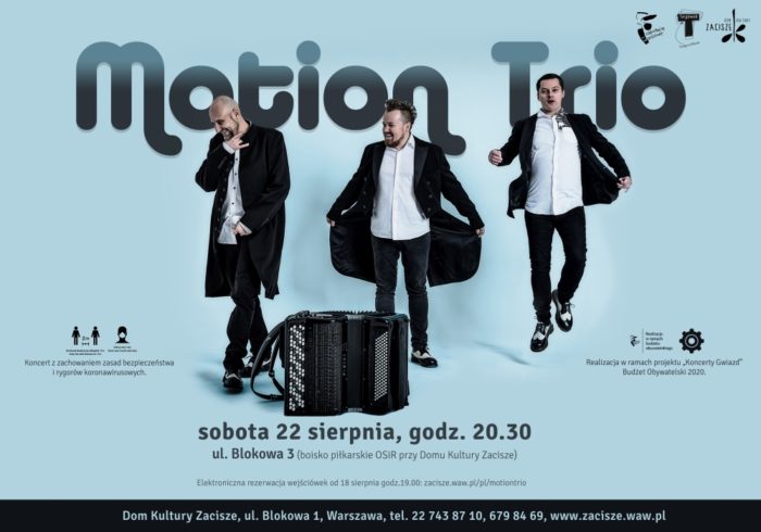 Koncert-Motion-Trio-22.8.20-700x490 Dom Kultury Zacisze zaprasza na koncert Motion Trio.